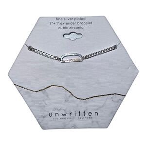 Unwritten Cubic Zirconia Initial Link Bracelet Silver Plated "D" NWT